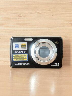 Sony Cyber-shot DSC-W210 12.1MP Digital Camera Black Carl Zeiss 4x Zoom